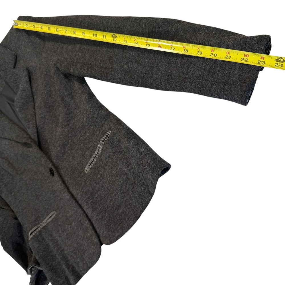 Gray Sweater Blazer Women Small Elbow Patch Contrast Trim Career Professional - Picture 9 of 16